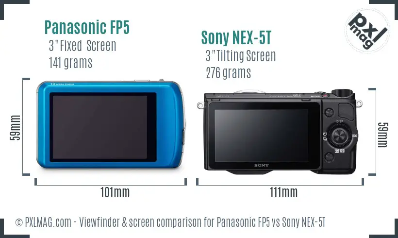 Panasonic FP5 vs Sony NEX-5T Screen and Viewfinder comparison