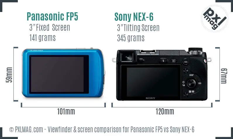 Panasonic FP5 vs Sony NEX-6 Screen and Viewfinder comparison