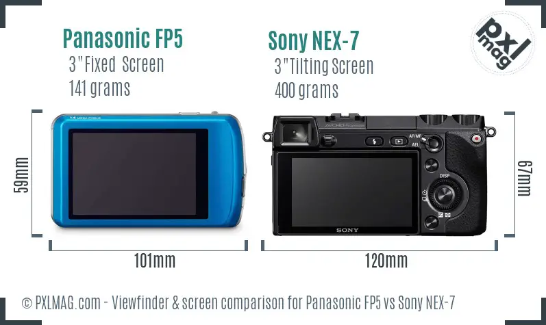 Panasonic FP5 vs Sony NEX-7 Screen and Viewfinder comparison