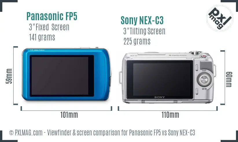Panasonic FP5 vs Sony NEX-C3 Screen and Viewfinder comparison