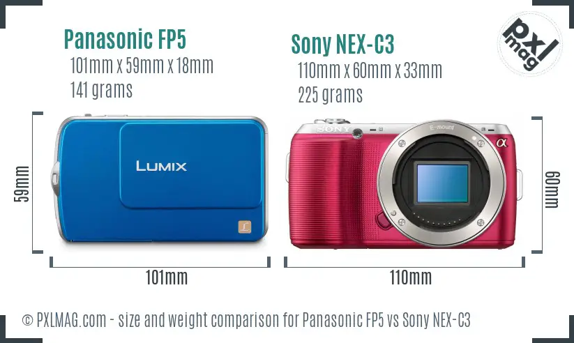 Panasonic FP5 vs Sony NEX-C3 size comparison
