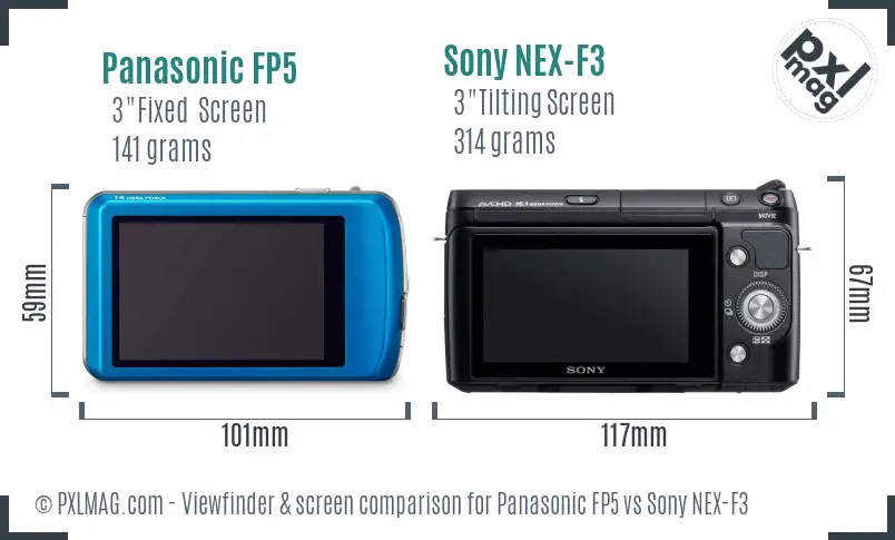 Panasonic FP5 vs Sony NEX-F3 Screen and Viewfinder comparison