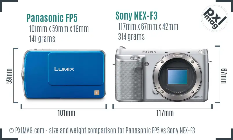 Panasonic FP5 vs Sony NEX-F3 size comparison