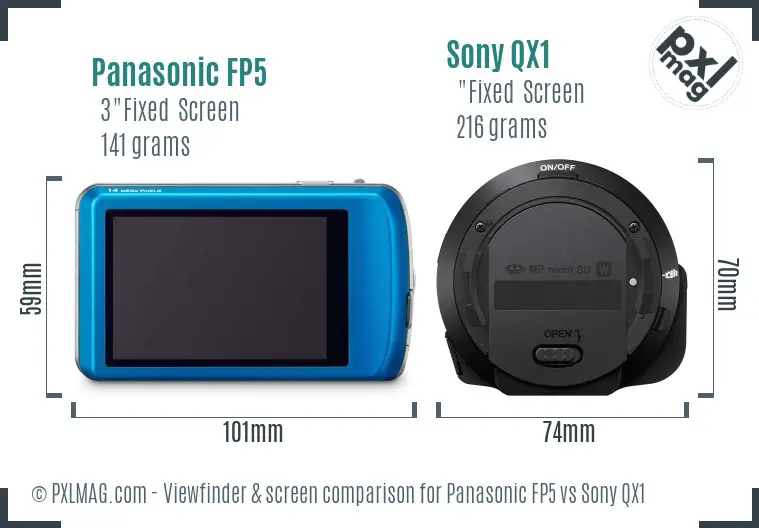 Panasonic FP5 vs Sony QX1 Screen and Viewfinder comparison