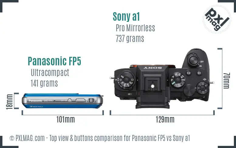 Panasonic FP5 vs Sony a1 top view buttons comparison Panasonic FP5 vs Sony a1 top view buttons comparison