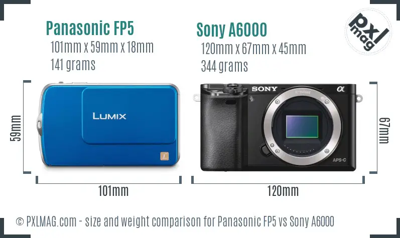 Panasonic FP5 vs Sony A6000 size comparison Panasonic FP5 vs Sony A6000 size comparison
