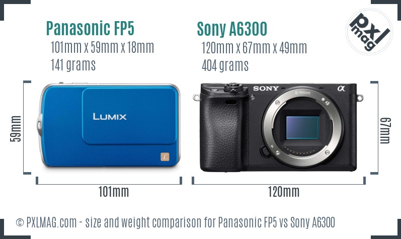 Panasonic FP5 vs Sony A6300 size comparison
