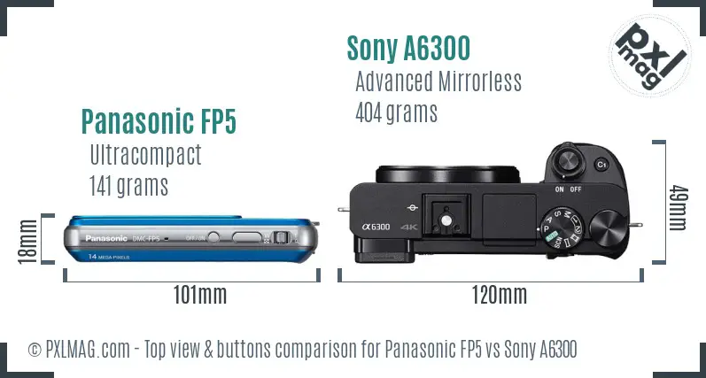 Panasonic FP5 vs Sony A6300 top view buttons comparison