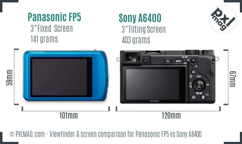 Panasonic FP5 vs Sony A6400 Screen and Viewfinder comparison