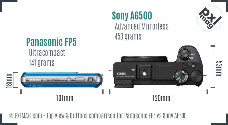 Panasonic FP5 vs Sony A6500 top view buttons comparison
