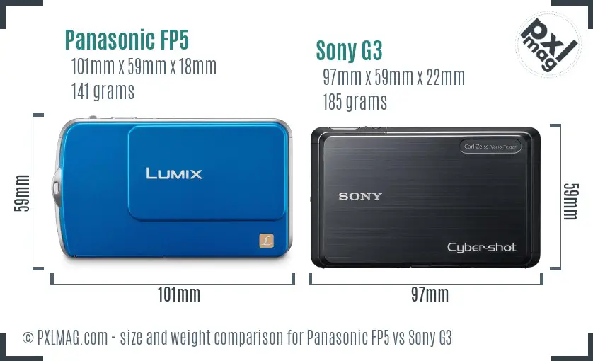 Panasonic FP5 vs Sony G3 size comparison