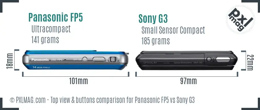 Panasonic FP5 vs Sony G3 top view buttons comparison