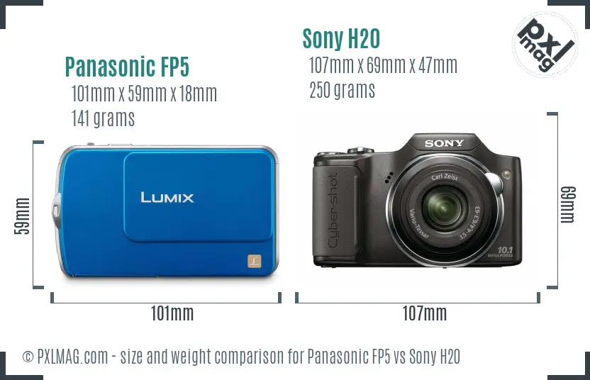 Panasonic FP5 vs Sony H20 size comparison