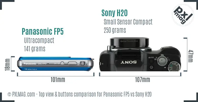 Panasonic FP5 vs Sony H20 top view buttons comparison