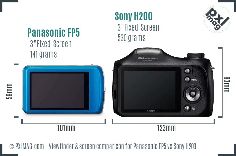 Panasonic FP5 vs Sony H200 Screen and Viewfinder comparison