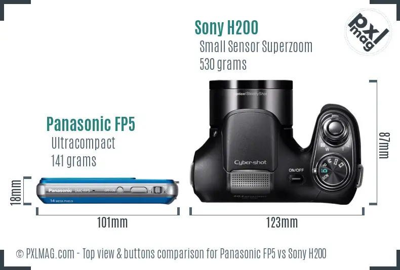 Panasonic FP5 vs Sony H200 top view buttons comparison