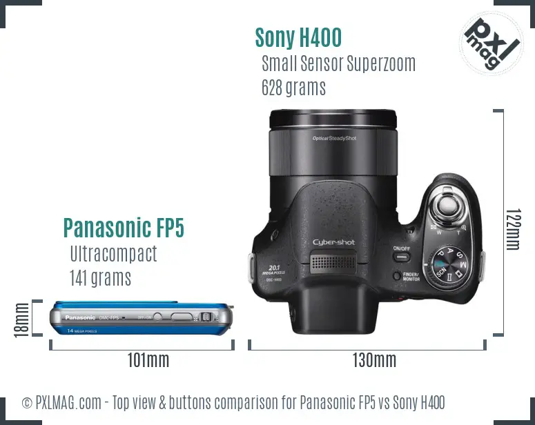 Panasonic FP5 vs Sony H400 top view buttons comparison
