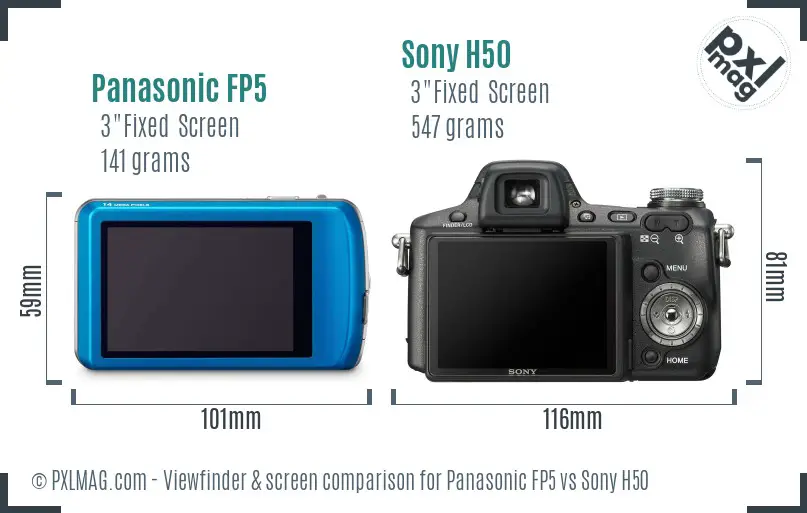 Panasonic FP5 vs Sony H50 Screen and Viewfinder comparison