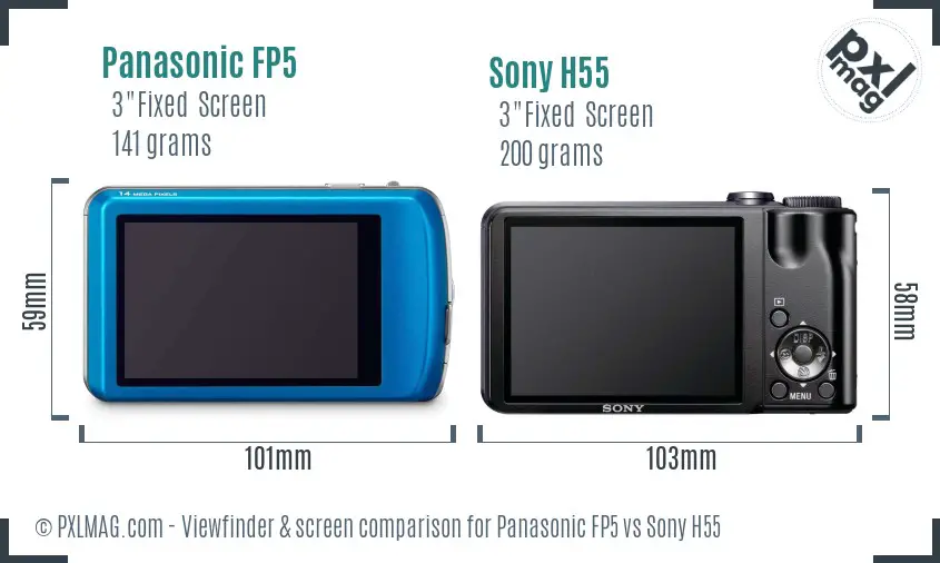Panasonic FP5 vs Sony H55 Screen and Viewfinder comparison