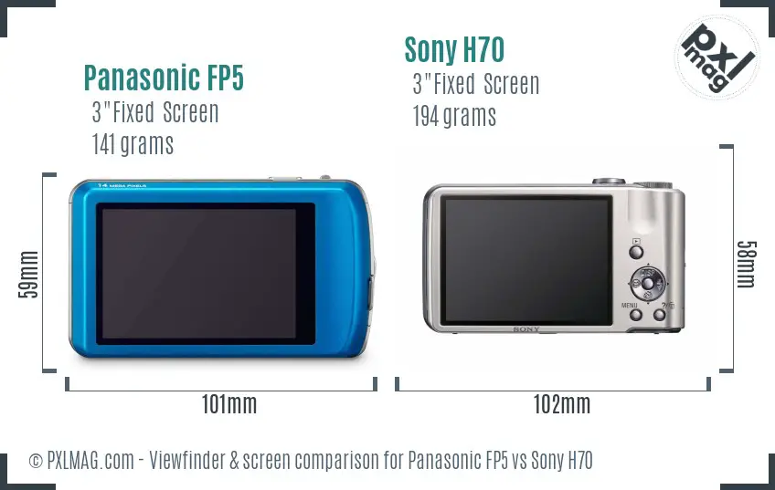 Panasonic FP5 vs Sony H70 Screen and Viewfinder comparison