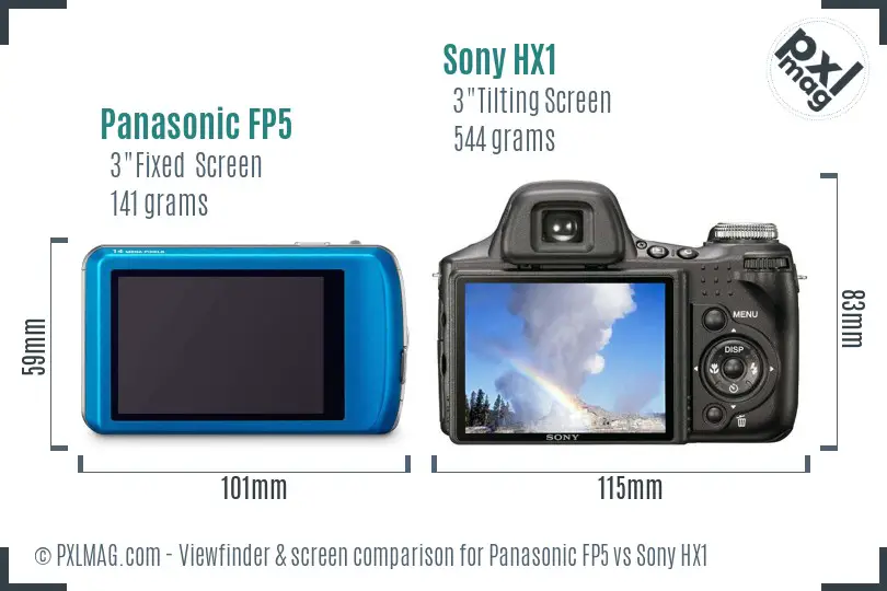 Panasonic FP5 vs Sony HX1 Screen and Viewfinder comparison