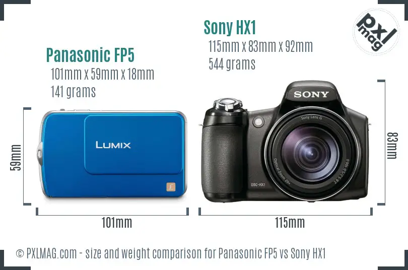 Panasonic FP5 vs Sony HX1 size comparison