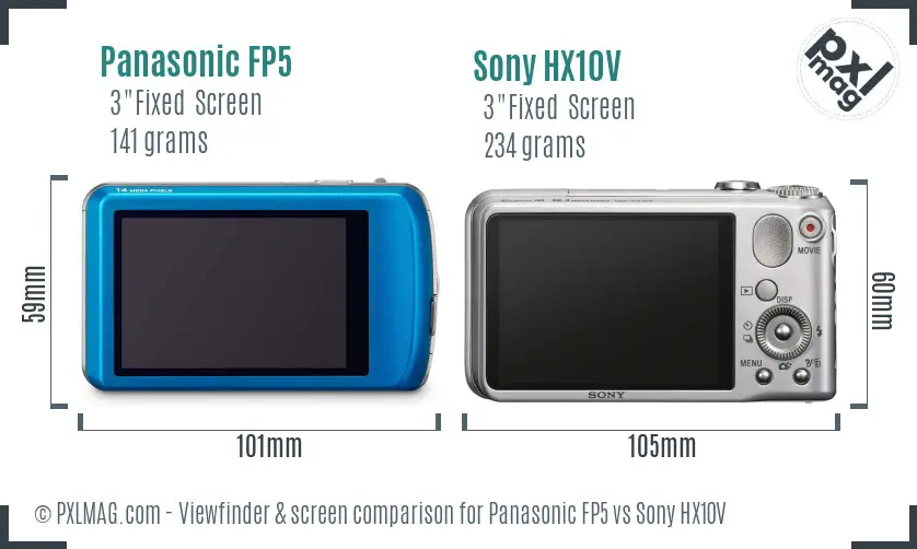 Panasonic FP5 vs Sony HX10V Screen and Viewfinder comparison