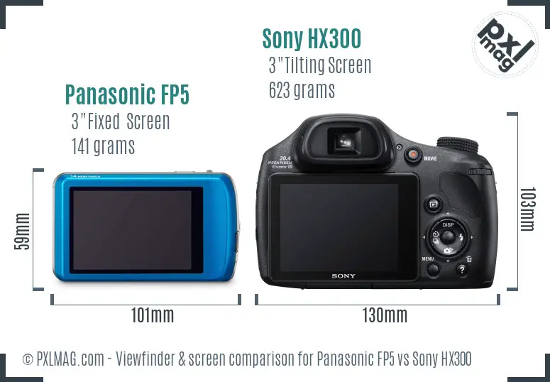 Panasonic FP5 vs Sony HX300 Screen and Viewfinder comparison