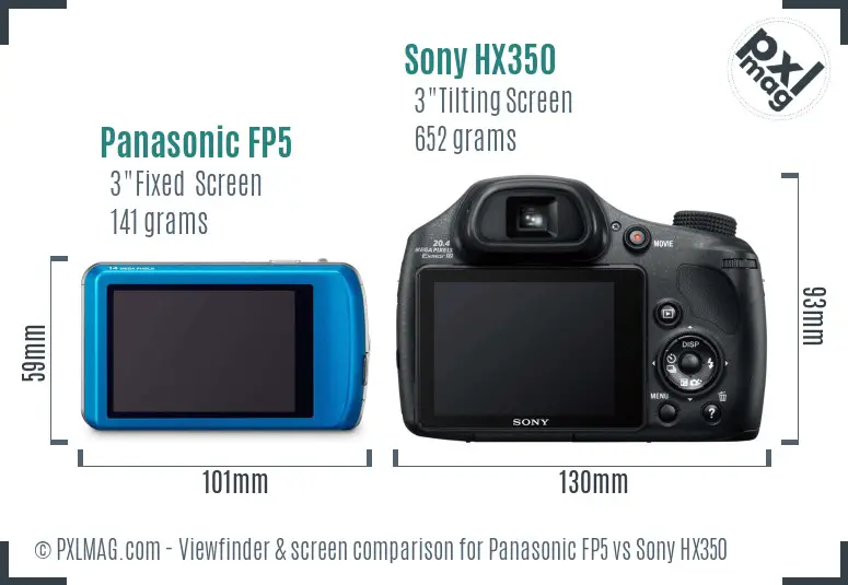 Panasonic FP5 vs Sony HX350 Screen and Viewfinder comparison