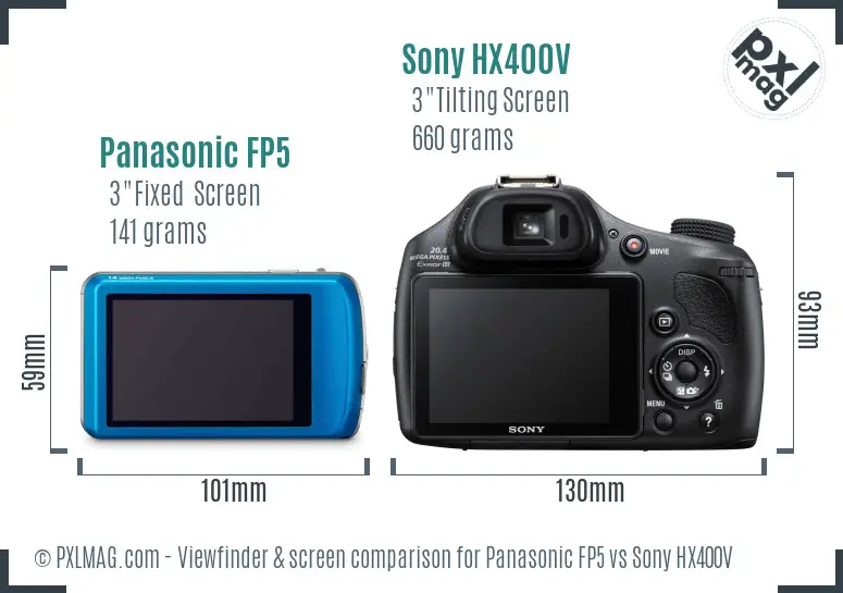 Panasonic FP5 vs Sony HX400V Screen and Viewfinder comparison