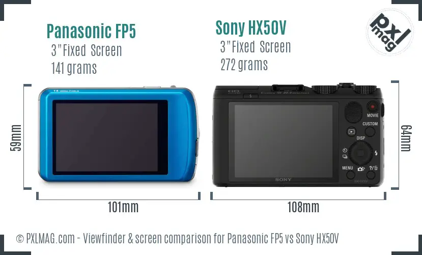Panasonic FP5 vs Sony HX50V Screen and Viewfinder comparison