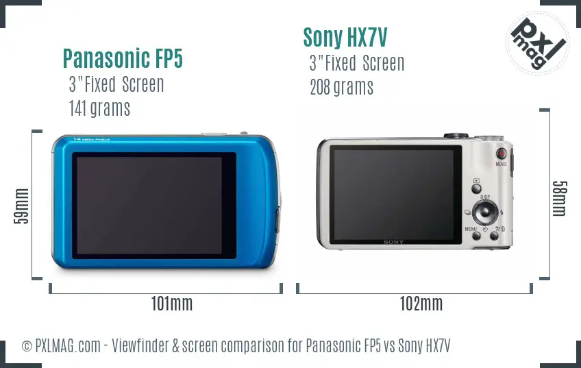 Panasonic FP5 vs Sony HX7V Screen and Viewfinder comparison