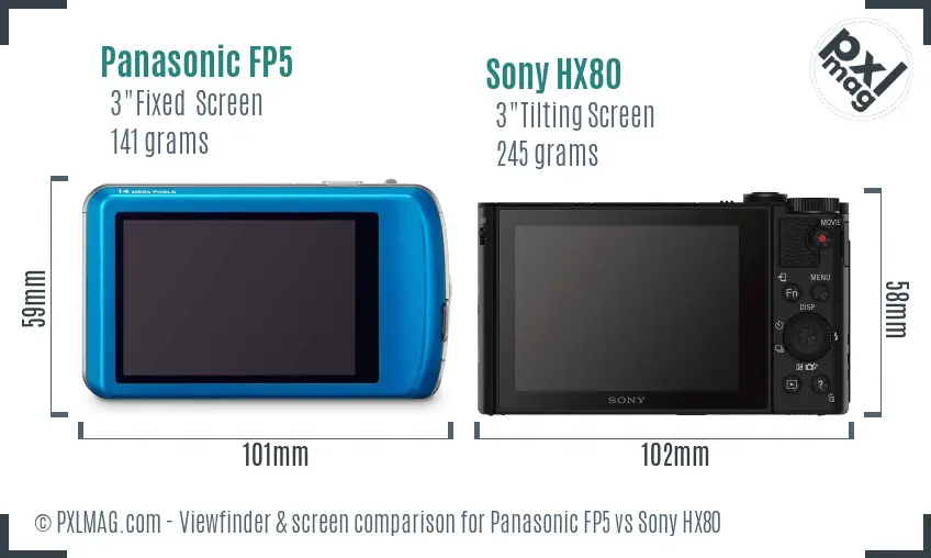 Panasonic FP5 vs Sony HX80 Screen and Viewfinder comparison
