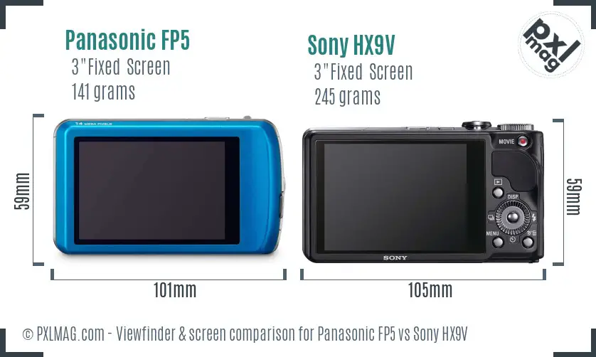 Panasonic FP5 vs Sony HX9V Screen and Viewfinder comparison