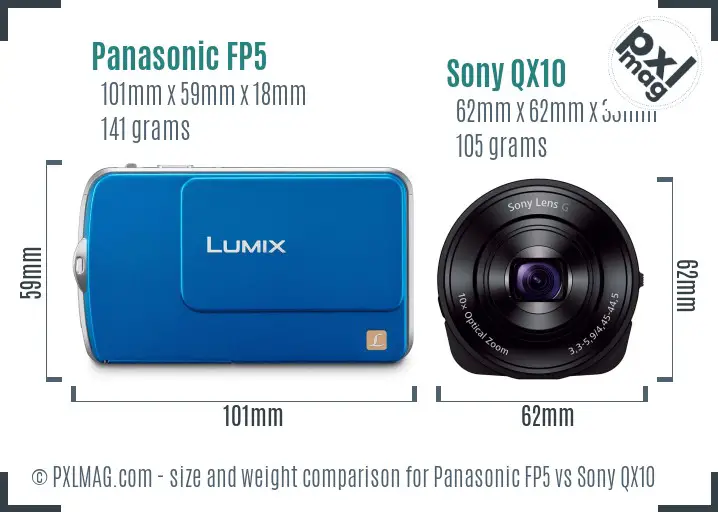 Panasonic FP5 vs Sony QX10 size comparison