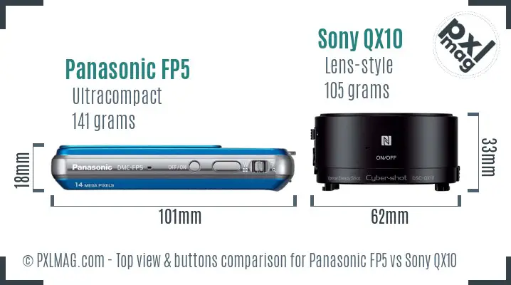 Panasonic FP5 vs Sony QX10 top view buttons comparison