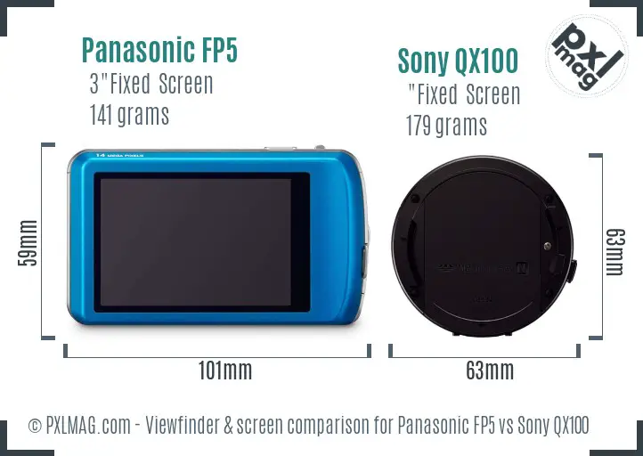 Panasonic FP5 vs Sony QX100 Screen and Viewfinder comparison
