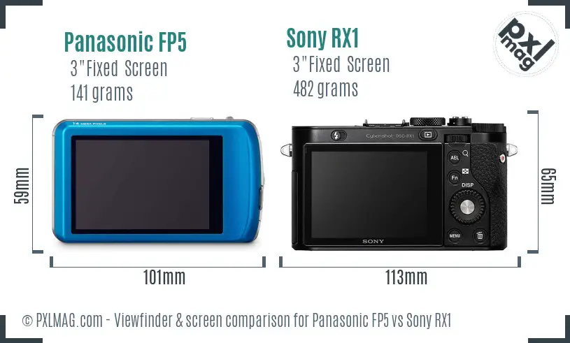 Panasonic FP5 vs Sony RX1 Screen and Viewfinder comparison