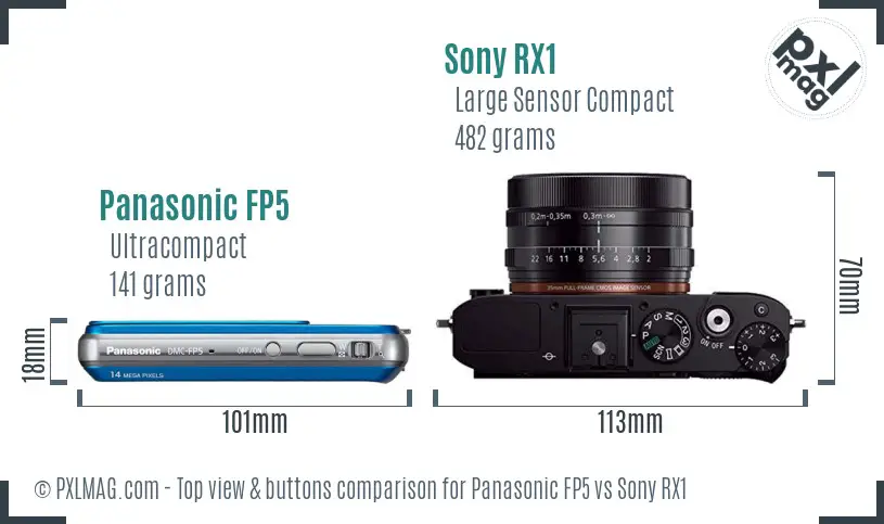 Panasonic FP5 vs Sony RX1 top view buttons comparison