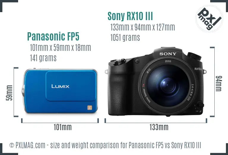 Panasonic FP5 vs Sony RX10 III size comparison