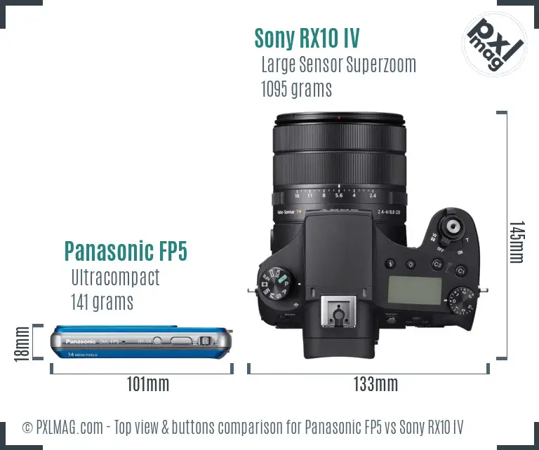Panasonic FP5 vs Sony RX10 IV top view buttons comparison