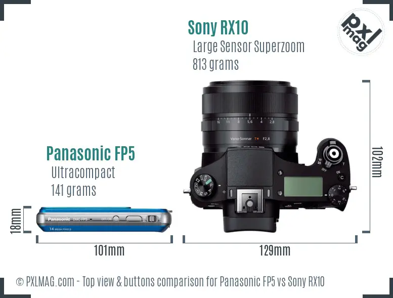 Panasonic FP5 vs Sony RX10 top view buttons comparison