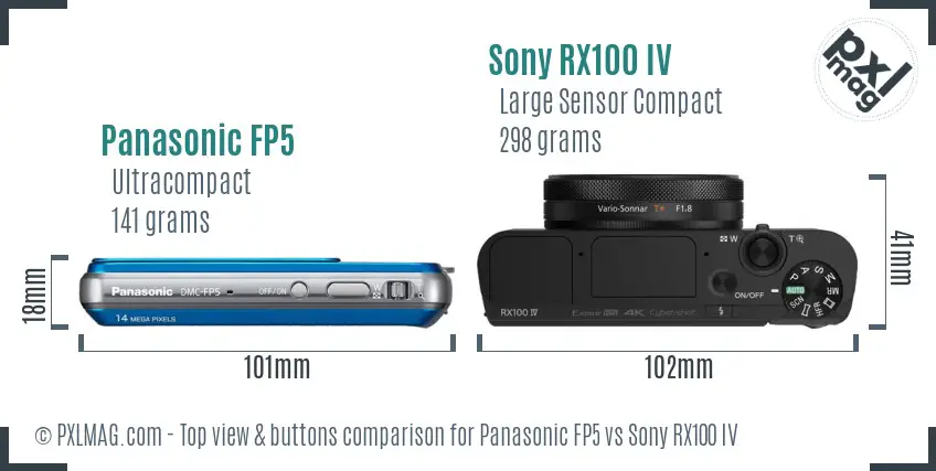 Panasonic FP5 vs Sony RX100 IV top view buttons comparison