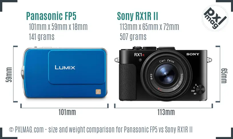Panasonic FP5 vs Sony RX1R II size comparison