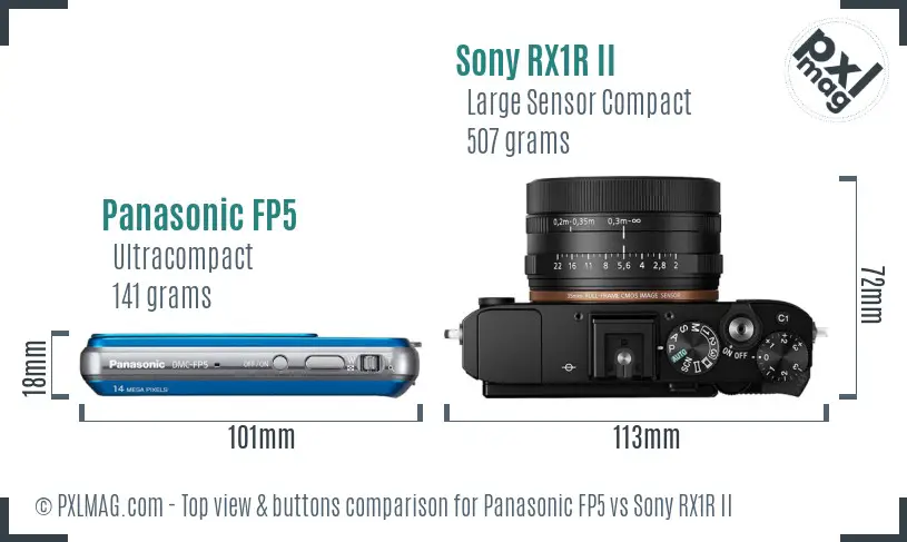 Panasonic FP5 vs Sony RX1R II top view buttons comparison