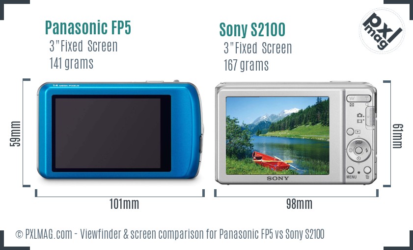 Panasonic FP5 vs Sony S2100 Screen and Viewfinder comparison