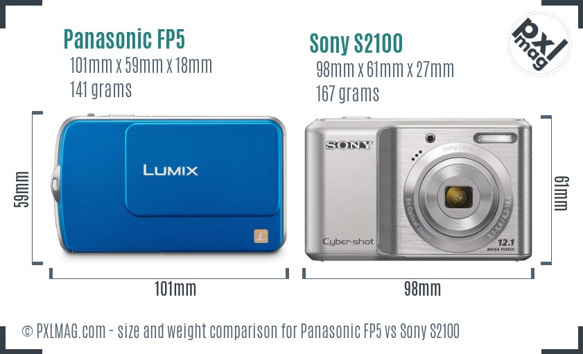 Panasonic FP5 vs Sony S2100 size comparison