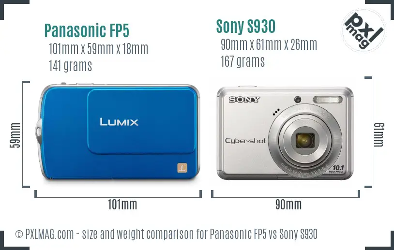 Panasonic FP5 vs Sony S930 size comparison