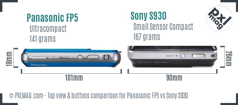 Panasonic FP5 vs Sony S930 top view buttons comparison