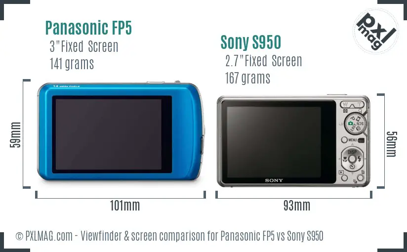 Panasonic FP5 vs Sony S950 Screen and Viewfinder comparison